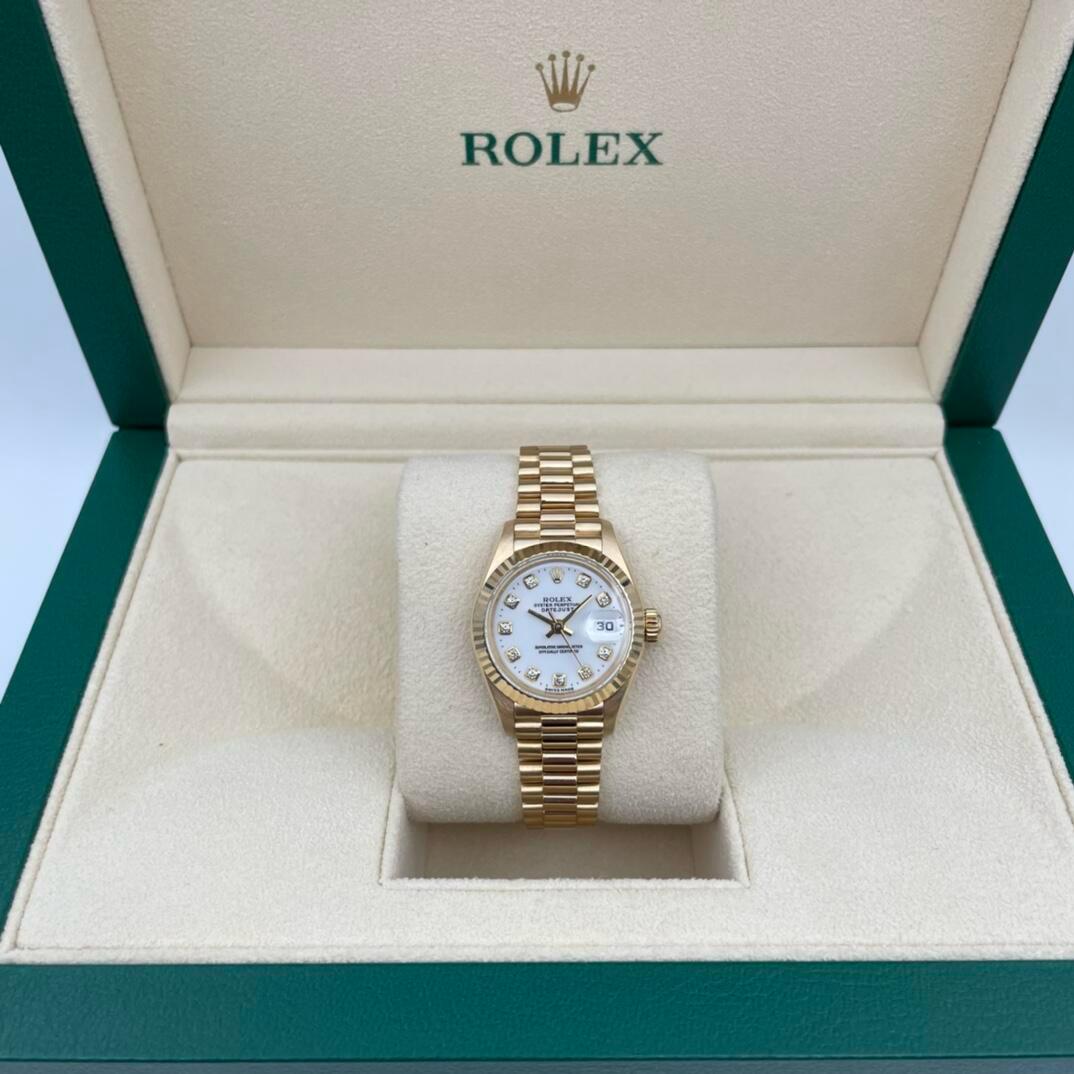 Rolex Datejust 31mm White Diamond Dial Yellow Gold Bezel 278278-1010 Woman Ladies
