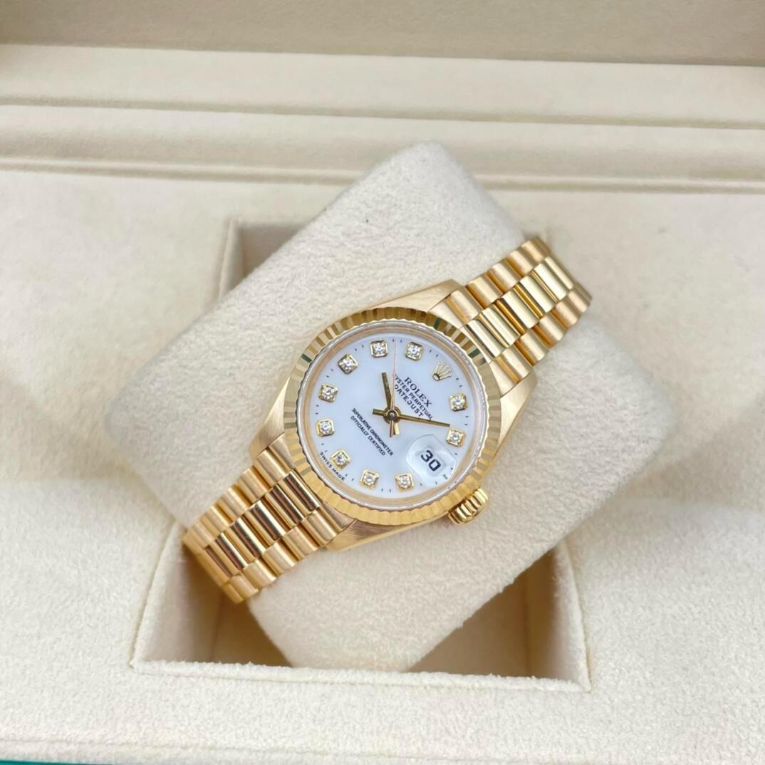 Rolex Datejust 31mm White Diamond Dial Yellow Gold Bezel 278278-1010 Woman Ladies