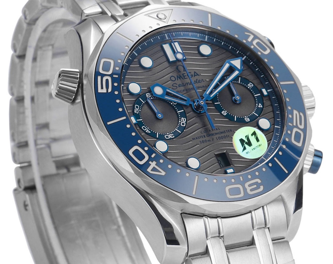 Omega Seamaster 300m 44mm Grey Dial Blue Bezel Steel Strap 210.30.44.51.06.001