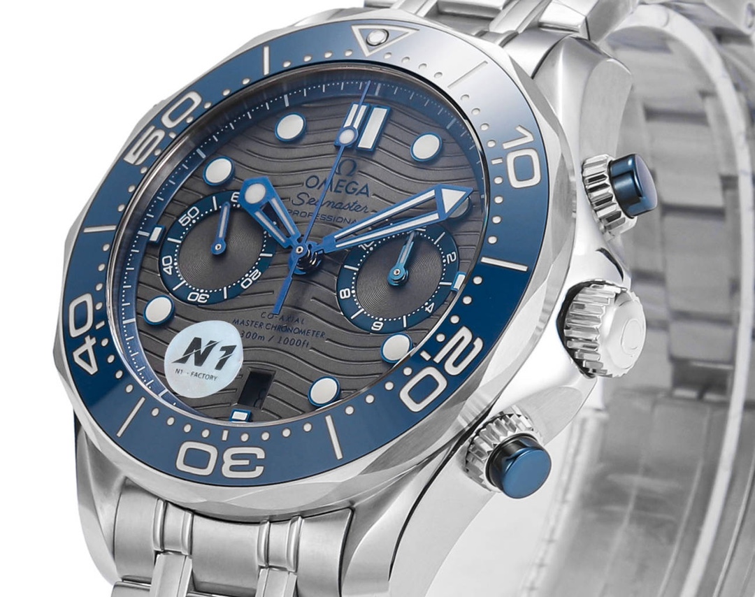 Omega Seamaster 300m 44mm Grey Dial Blue Bezel Steel Strap 210.30.44.51.06.001