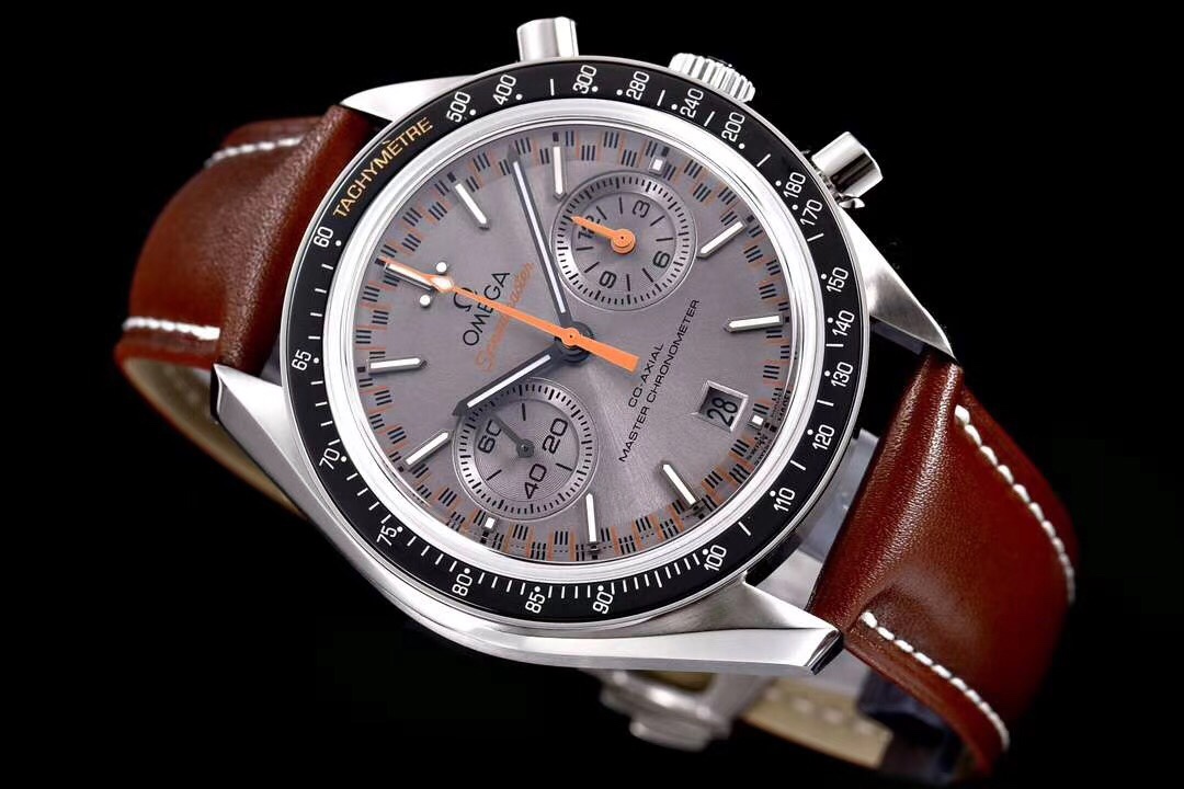 Omega Speedmaster 44.25mm Rhodium Plating Dial Black Bezel Brown Leather Strap 329.33.44.51.01.001