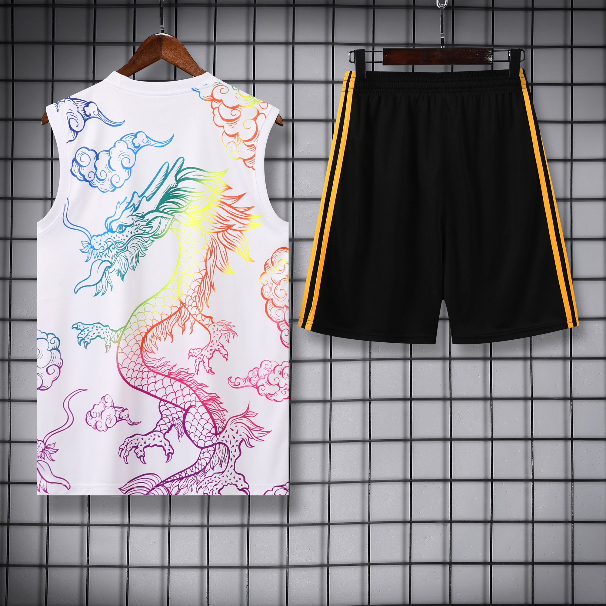 JerseysGala.com | Real Madrid 24-25 Vest Training Set - White Dragon -Customize Name, Number and Patch | Worldwide Shipping