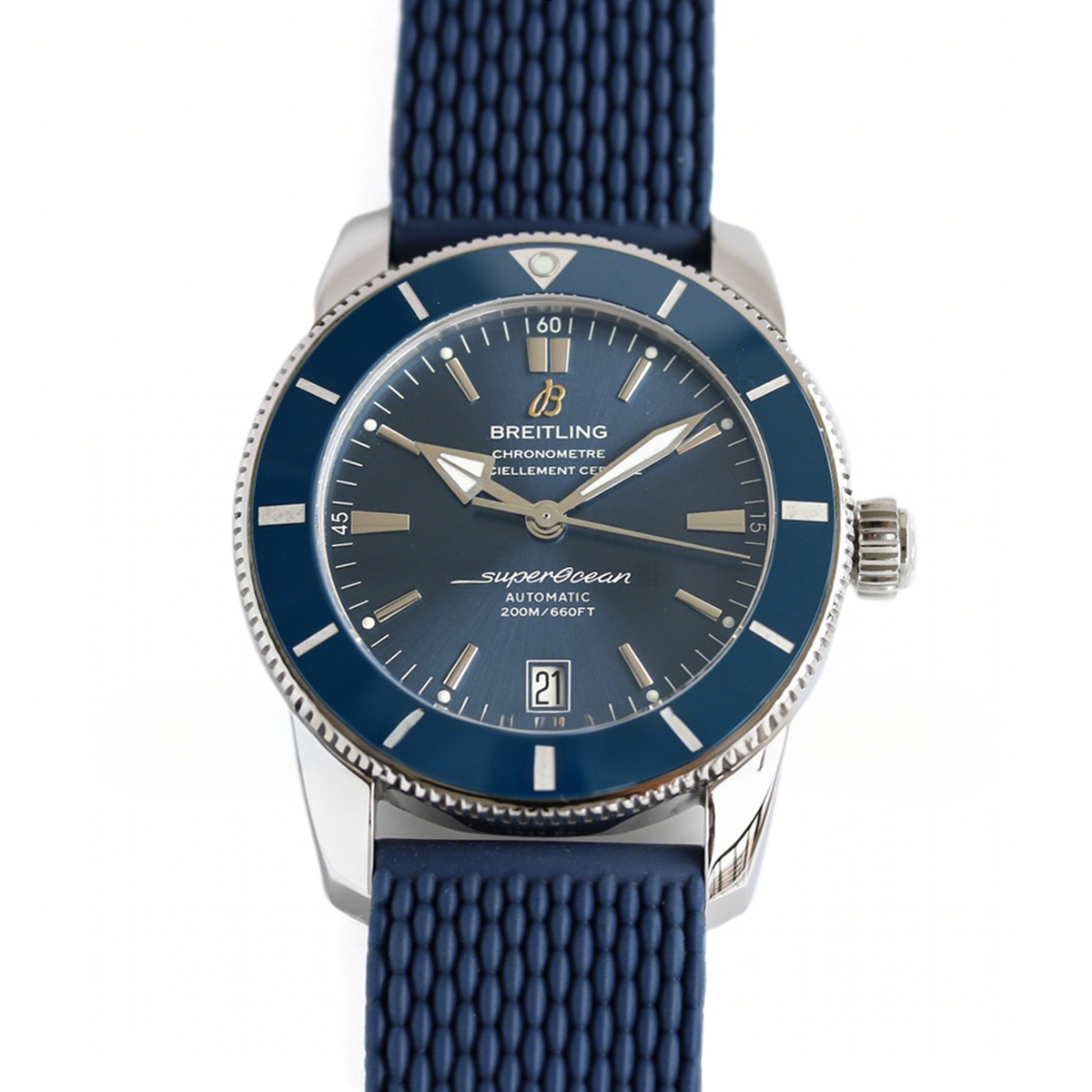 Breitling Superocean Heritage II B20 Automatic 42mm in Blue Dial on Blue Bezel on Rubber Strap-fasswatch