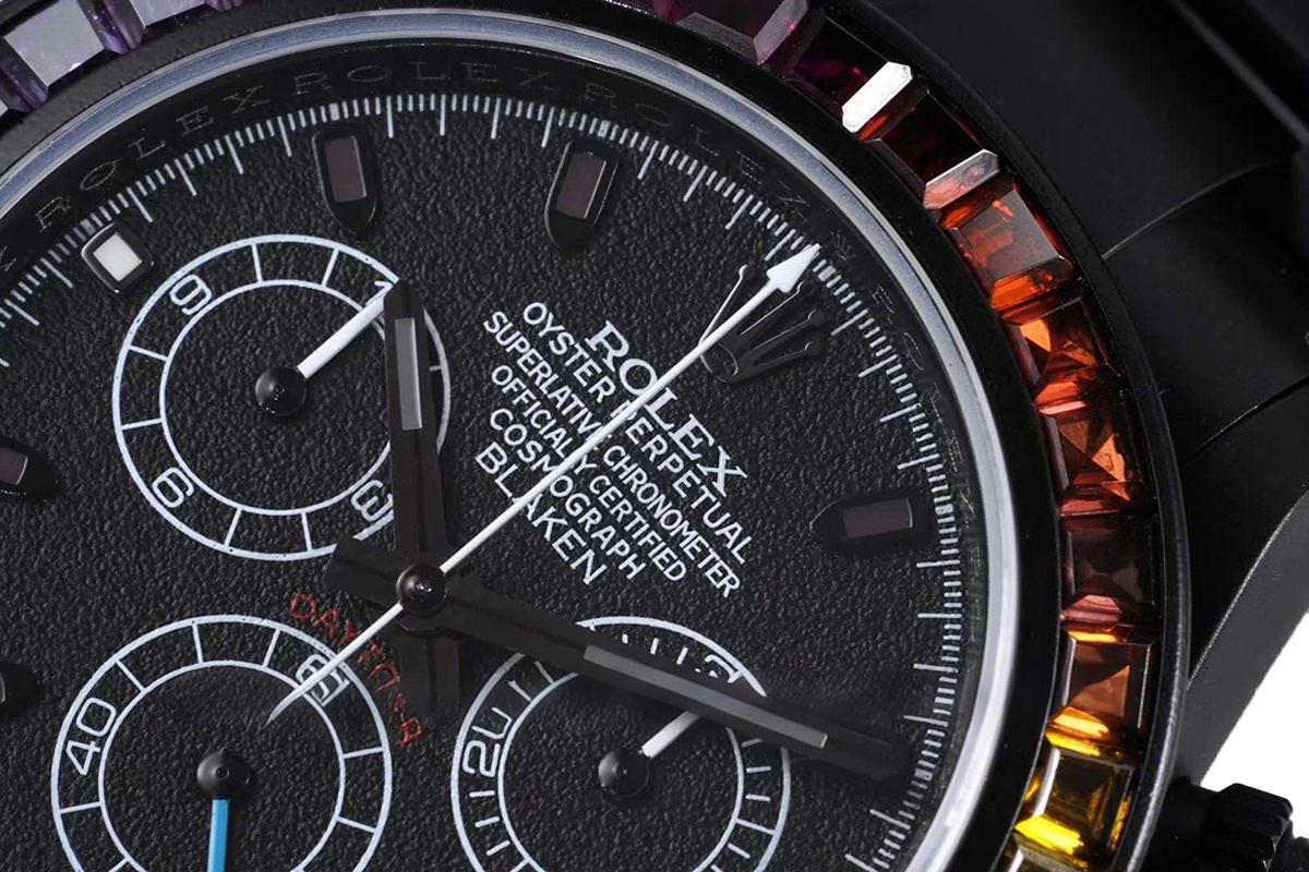 Rolex Daytona Blaken Rainbow-fasswatch