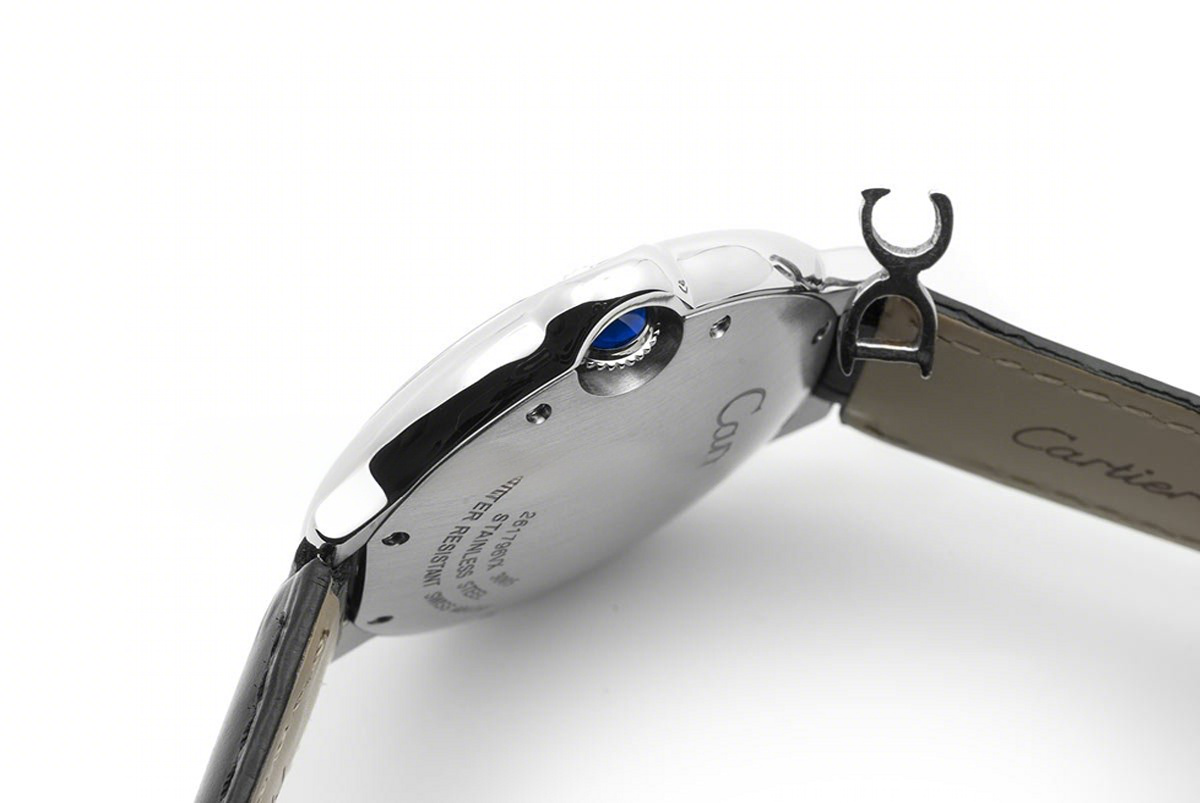 Ballon Bleu de Cartier 36mm White Dial in Steel on Black Leather Strap-fasswatch