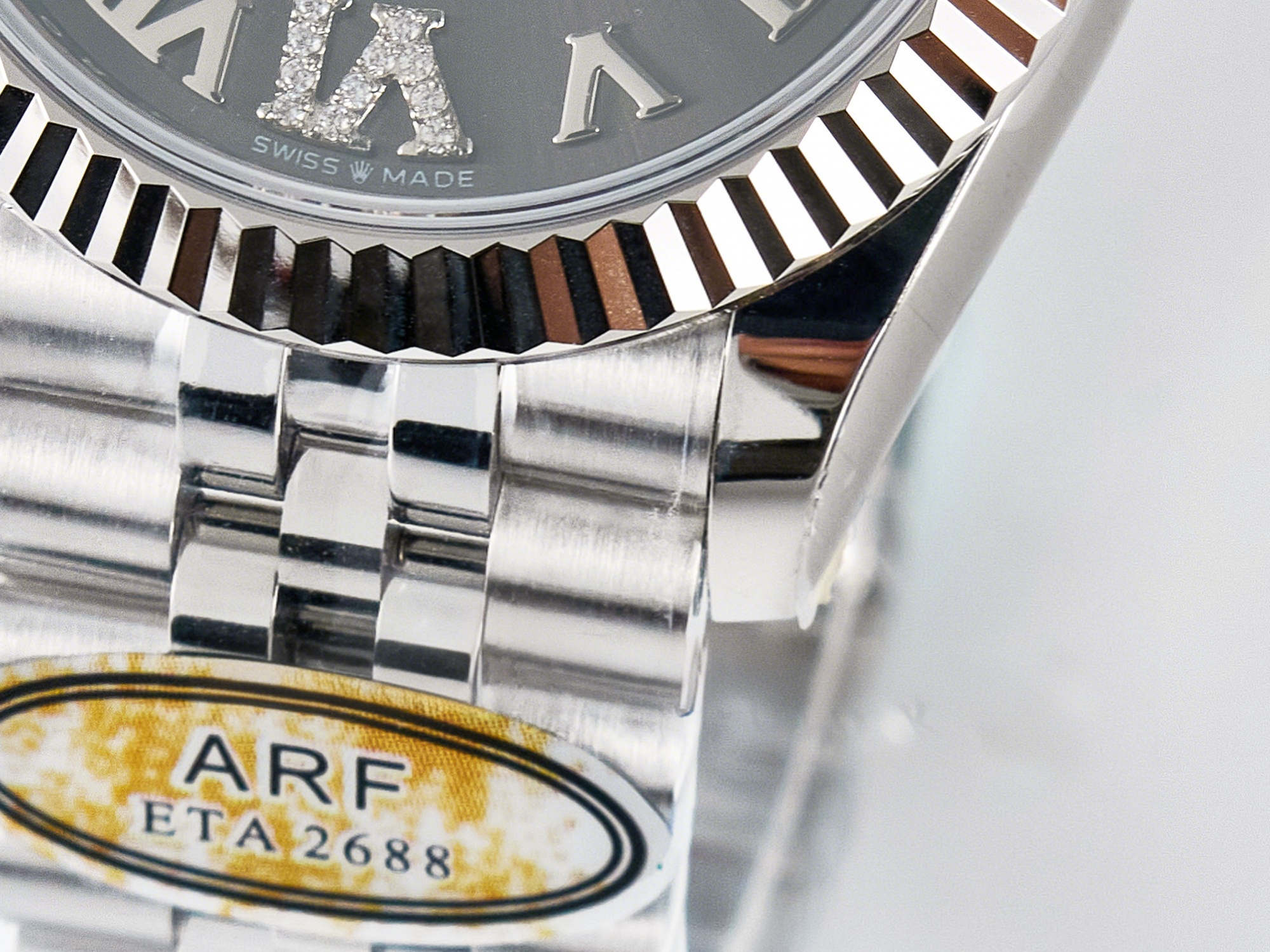 Rolex DateJust 31 278274 ARF 1:1 Best Edition 904L Steel Gray Roman Diamonds Dial on SS Jubilee Bracelet ETA 2688-fasswatch