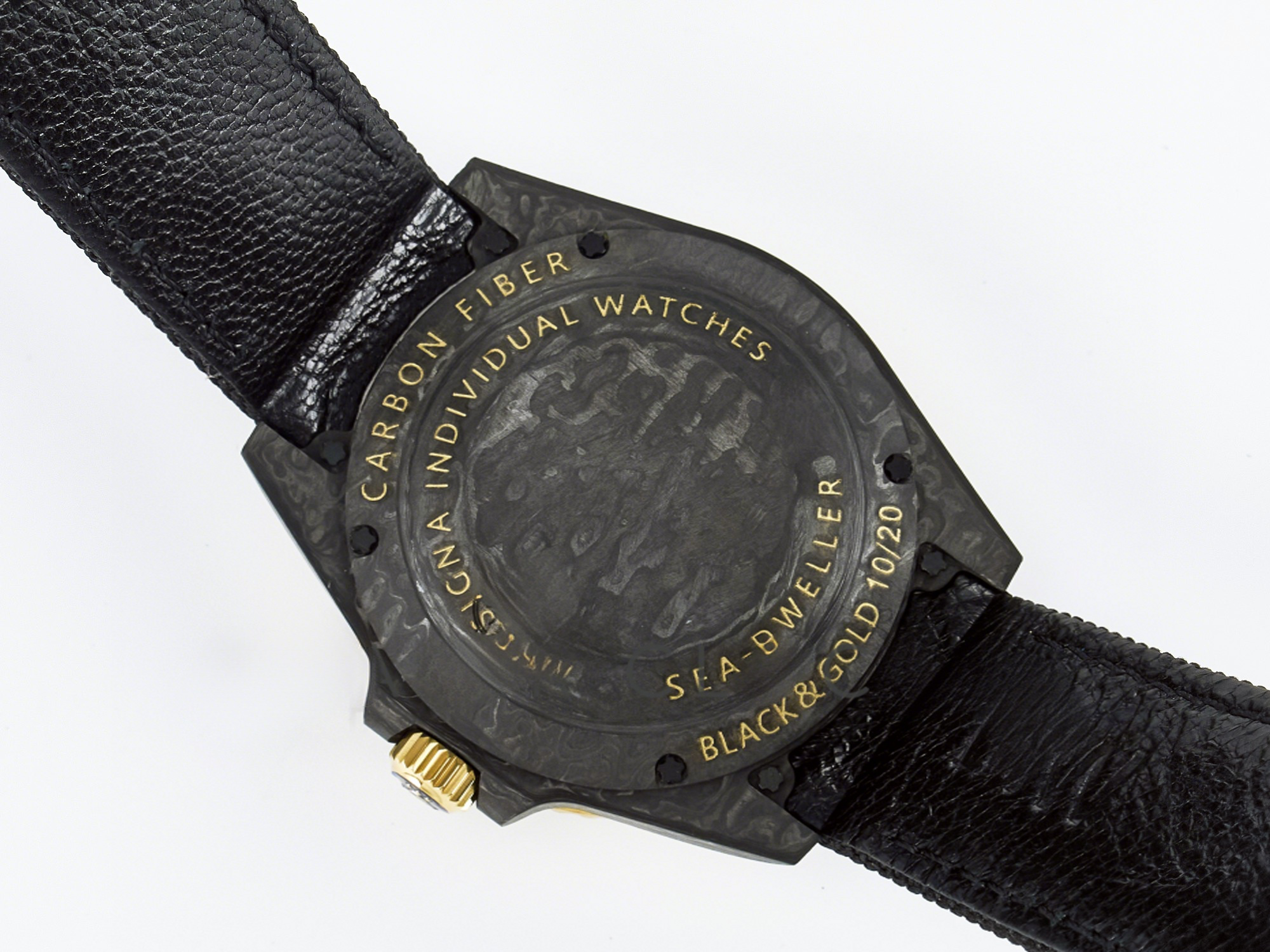 Rolex Sea Dweller 43mm Carbon DIWF Best Edition Black Dial YG Bezel on Black Nylon Strap A2824-fasswatch