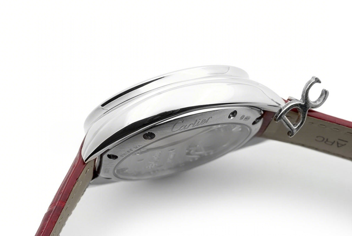 Cle de Cartier Tourbillon White Gold 35mm on Red Leather Strap-fasswatch