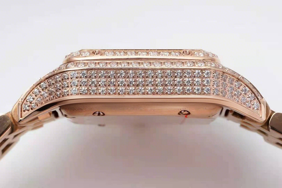 Cartier Panthère De Cartier 28mm White Dial in Pink Gold with Diamonds-fasswatch