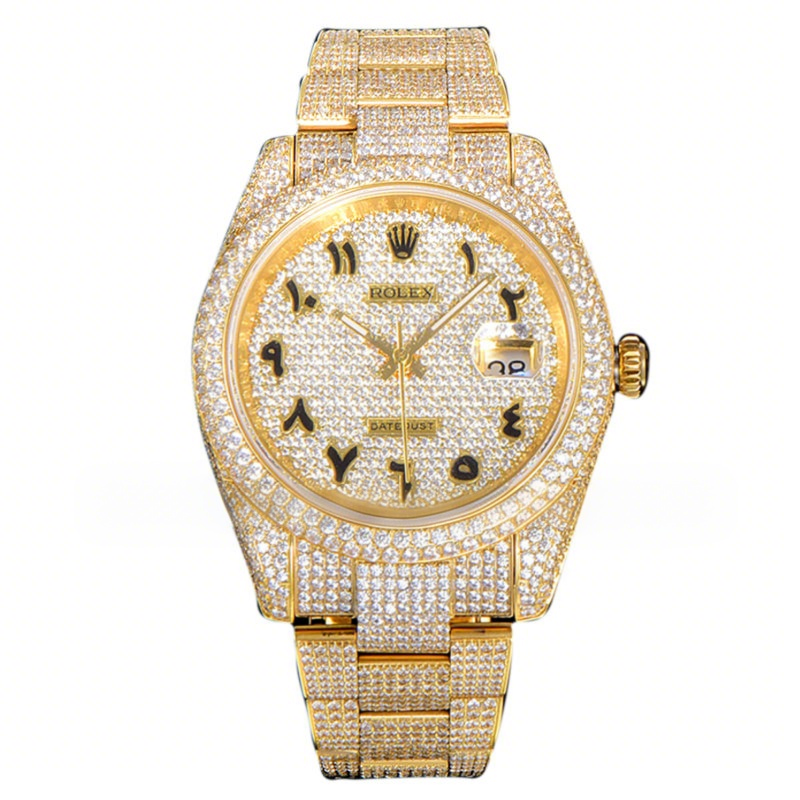 Rolex Datejust 41 126334 Diamond Paved Dial with Arabic Markers in Yellow Gold-fasswatch