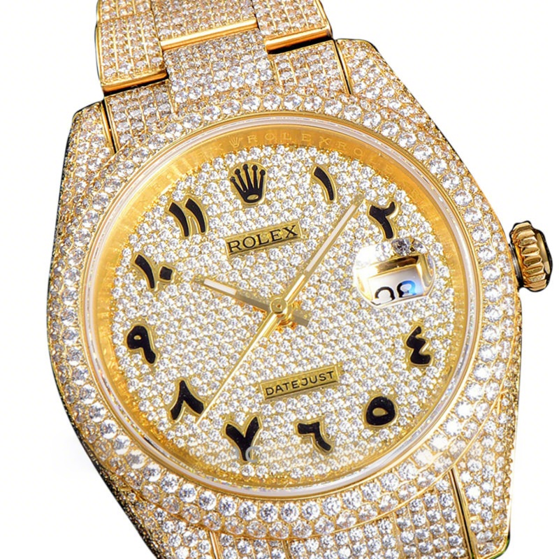 Rolex Datejust 41 126334 Diamond Paved Dial with Arabic Markers in Yellow Gold-fasswatch