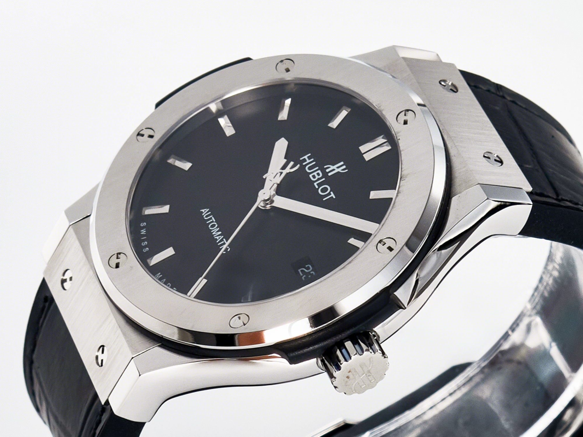 Hublot Classic Fusion Bang 42mm HBF 1:1 Best Edition Black Dial on Black Leather Strap A2892-fasswatch