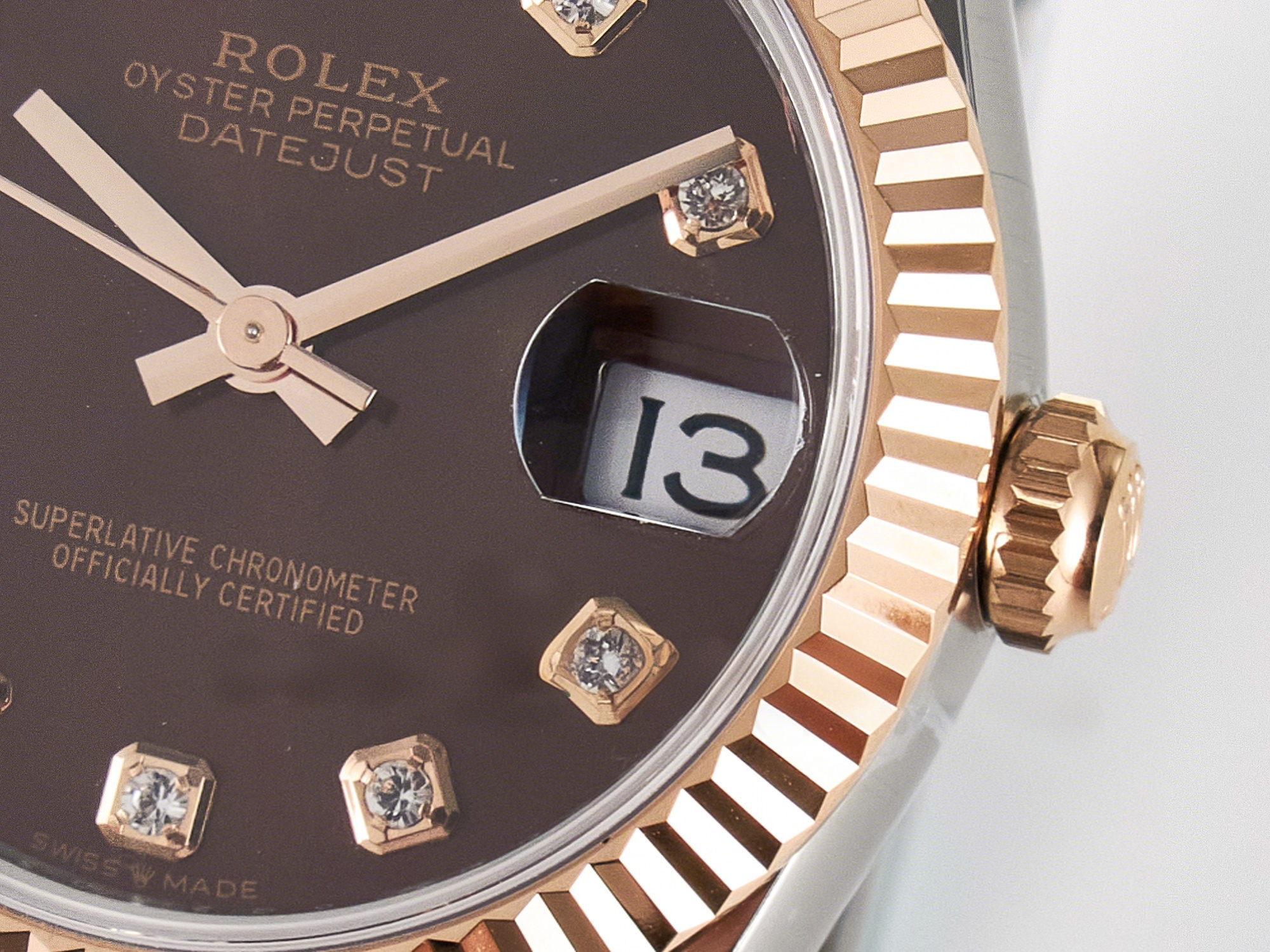 Rolex DateJust 31 278271 ARF 1:1 Best Edition 904L Steel Brown Diamonds Dial on SS/RG Oyster Bracelet ETA 2688-fasswatch