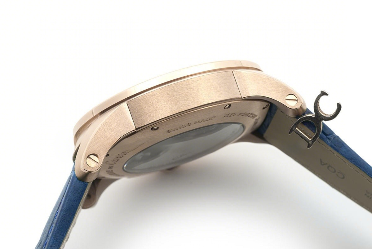 Calibre de Cartier White Dial in Rose Gold on Blue Leather Strap-fasswatch