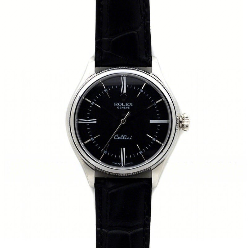 Rolex Cellini Time in White Gold 50509 (Black Dial)-fasswatch
