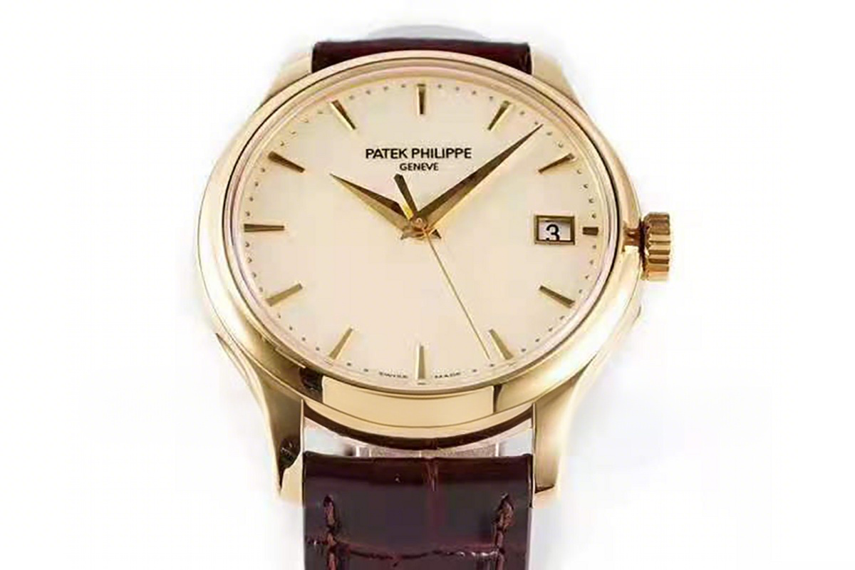 Patek Philippe Calatrava 5227J-001 White Dial in Yellow Gold on Brown Leather Strap-fasswatch