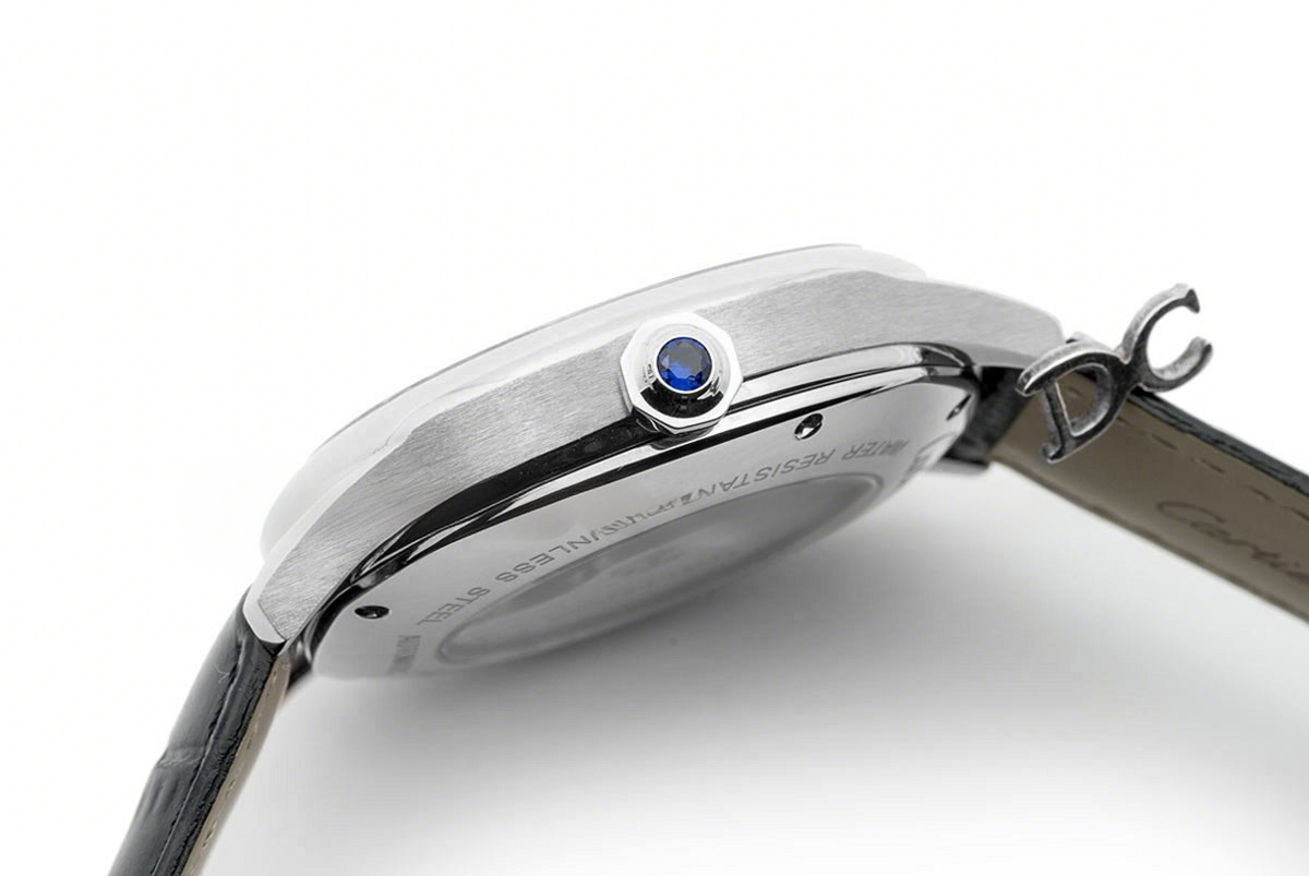 Drive de Cartier Tourbillon White Dial in White Gold on Black Leather Strap-fasswatch