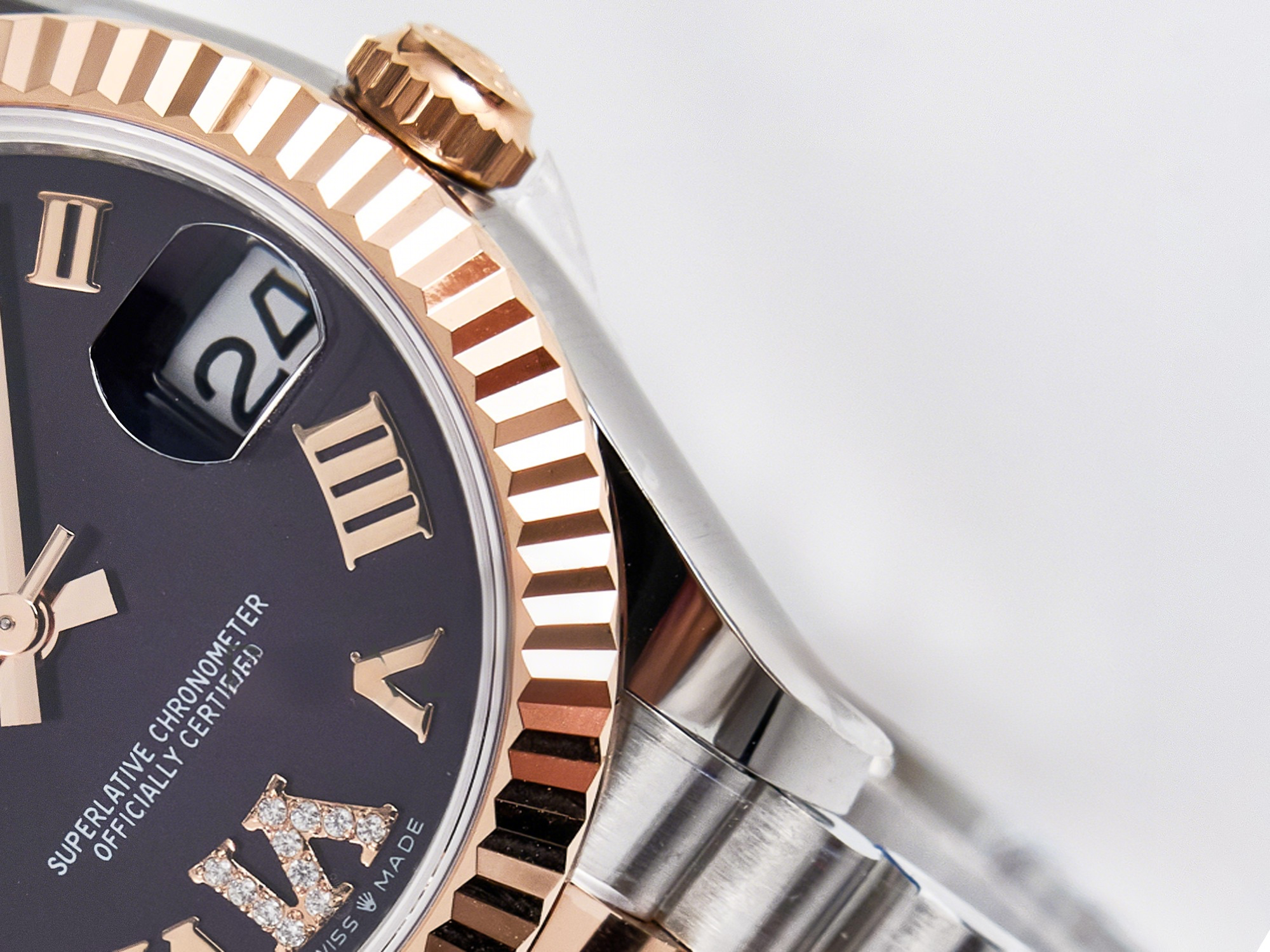 Rolex DateJust 31 278271 ARF 1:1 Best Edition 904L Steel Purple Roman Diamonds Dial on SS/RG Jubilee Bracelet ETA 2688-fasswatch