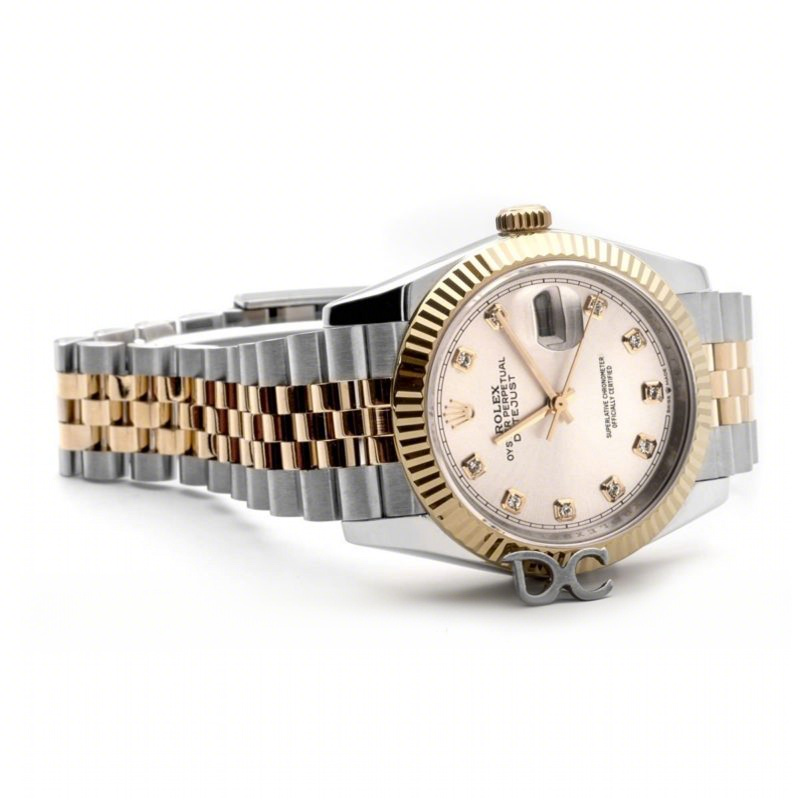 Rolex Datejust 36 126283RBR Silver Dial in Yelllow Gold and Steel with Diamond Markers-fasswatch
