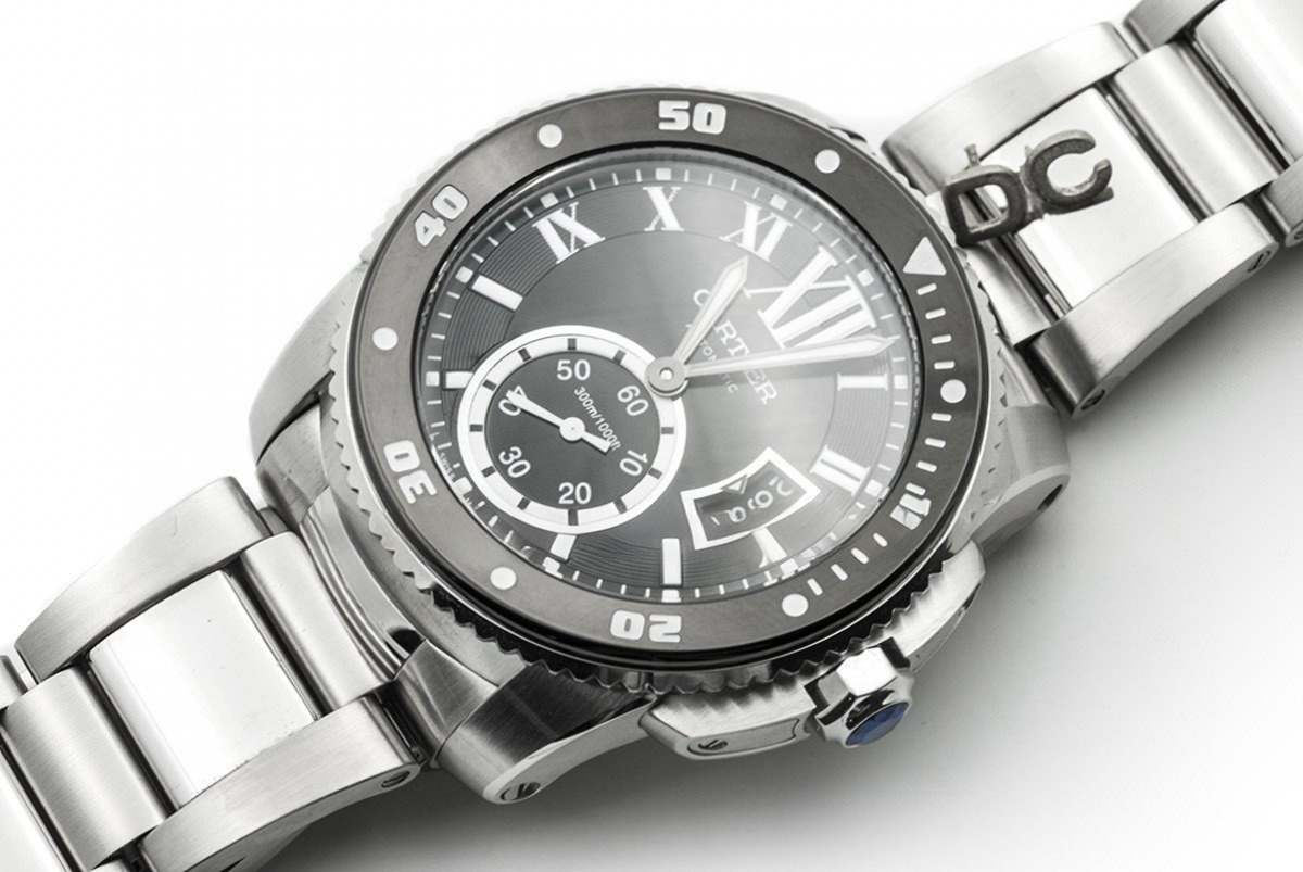 Calibre de Cartier Diver Black Dial in Steel Bracelet-fasswatch