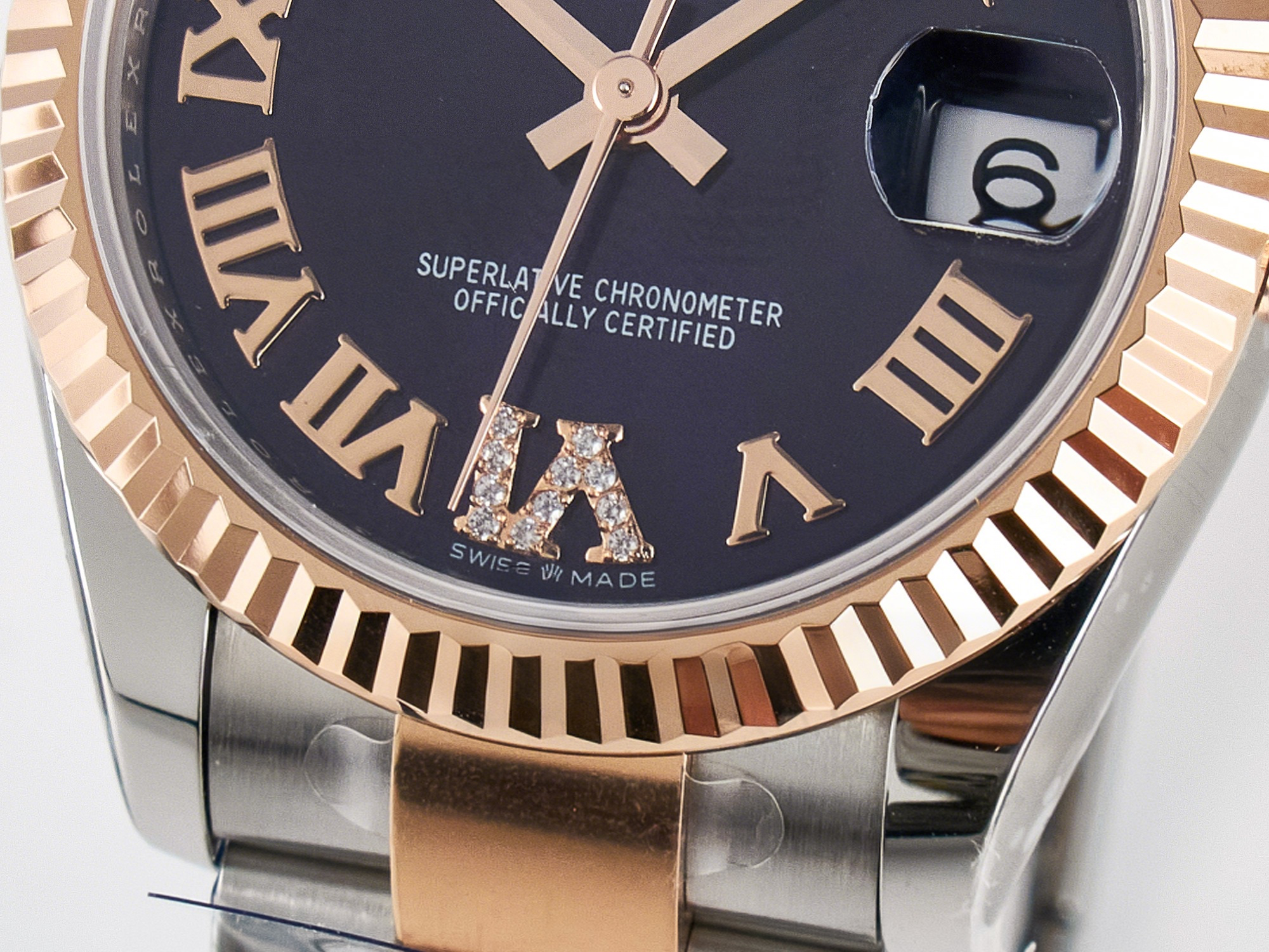 Rolex DateJust 31 278271 ARF 1:1 Best Edition 904L Steel Purple Roman Diamonds Dial on SS/RG Oyster Bracelet ETA 2688-fasswatch