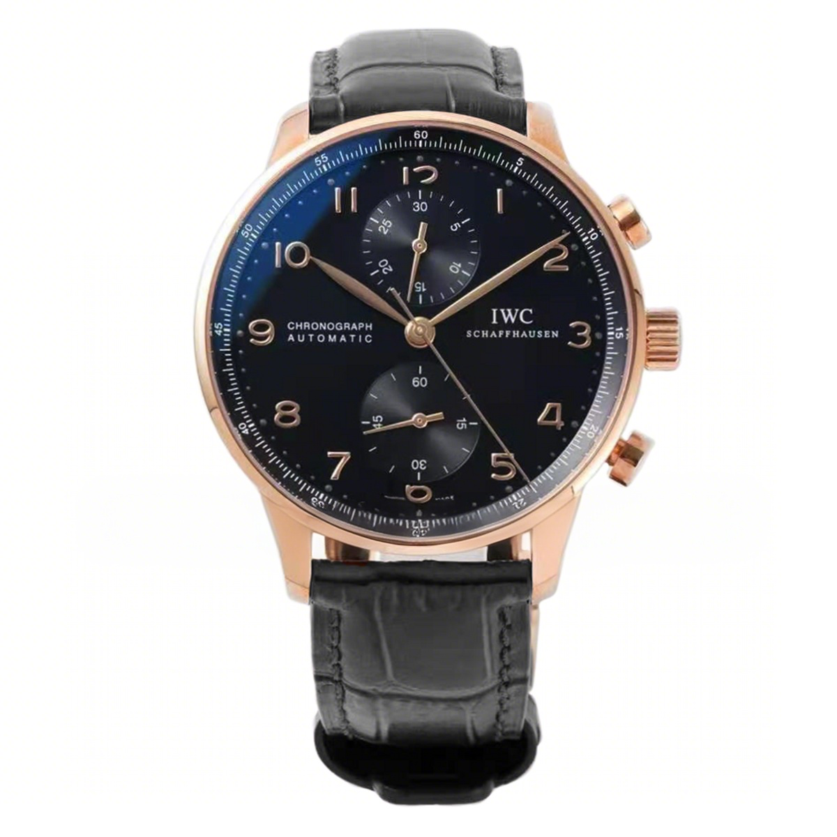 IWC Portugieser Chronograph IW371482 Black Dial in Rose Gold-fasswatch
