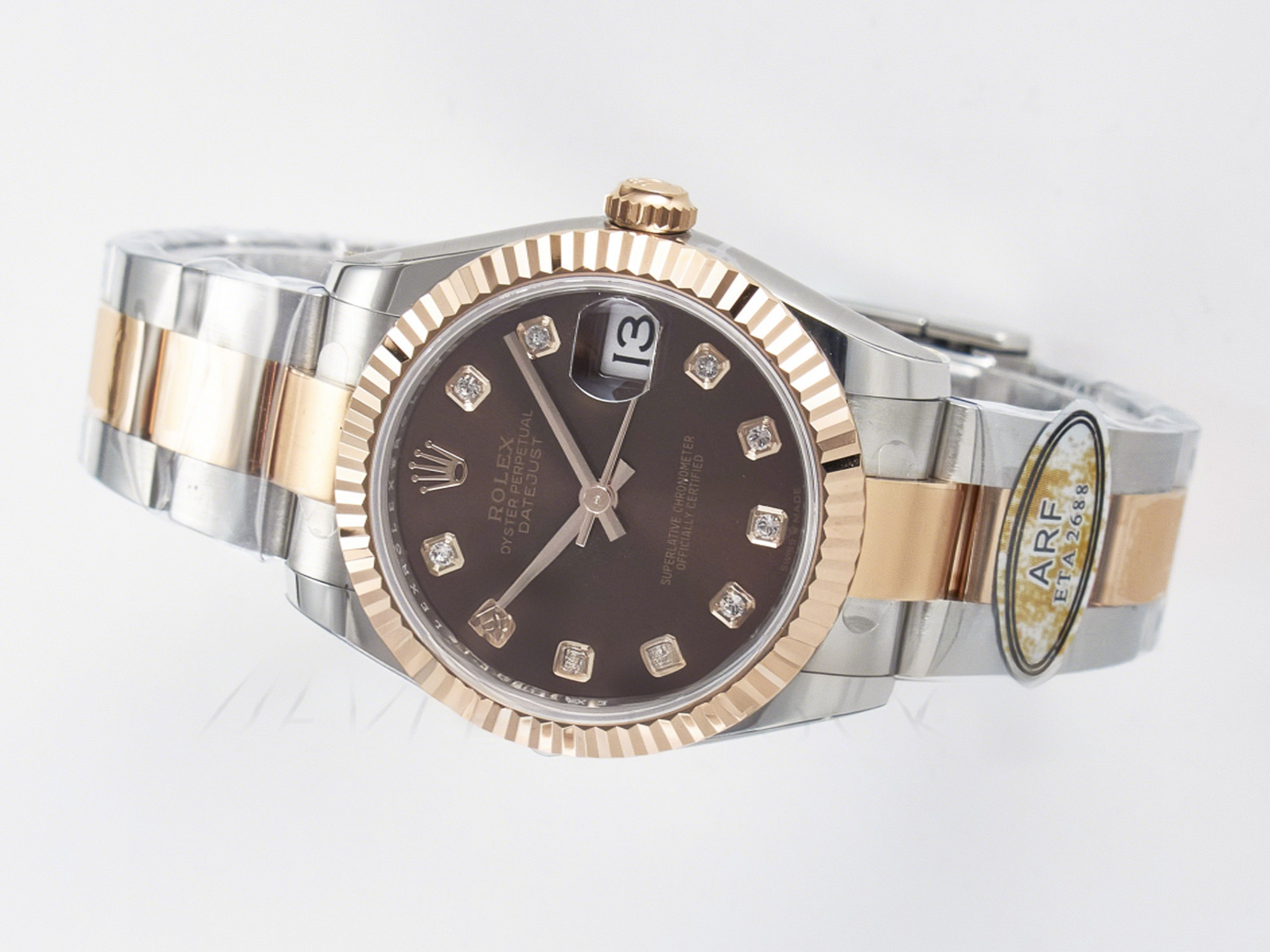 Rolex DateJust 31 278271 ARF 1:1 Best Edition 904L Steel Brown Diamonds Dial on SS/RG Oyster Bracelet ETA 2688-fasswatch