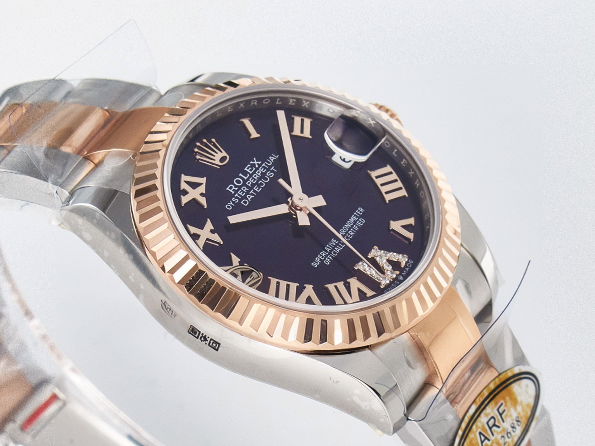 Rolex DateJust 31 278271 ARF 1:1 Best Edition 904L Steel Purple Roman Diamonds Dial on SS/RG Oyster Bracelet ETA 2688-fasswatch