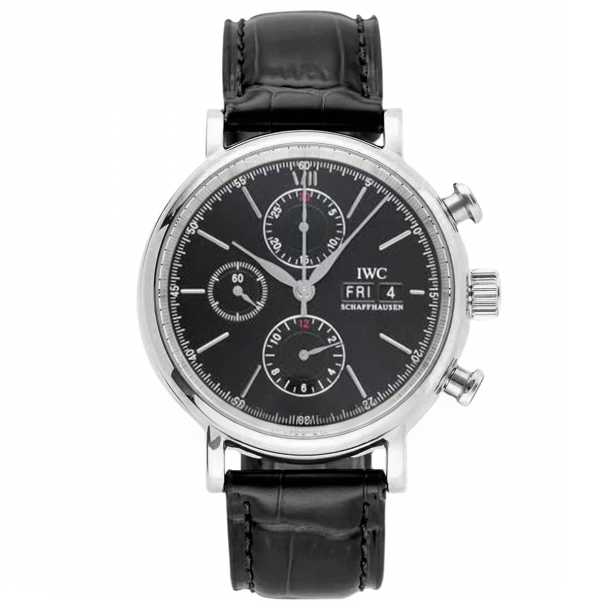 IWC Portofino Chronograph IW391029 Edition “150 Years” Black Dial in Steel-fasswatch