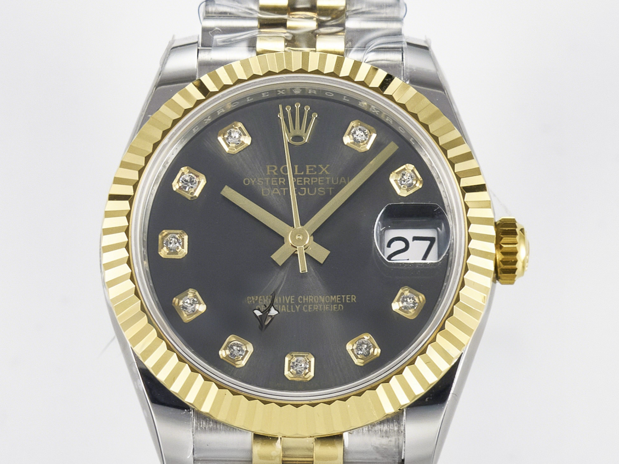 Rolex DateJust 31 278273 ARF 1:1 Best Edition 904L Steel Gray Diamonds Dial on SS/YG Jubilee Bracelet ETA 2688-fasswatch