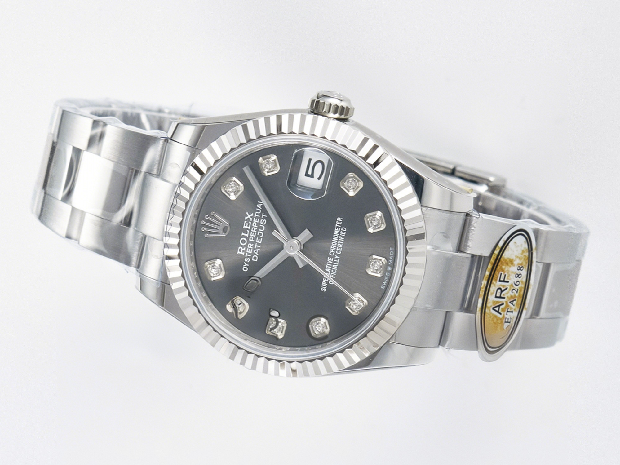 Rolex DateJust 31 278274 ARF 1:1 Best Edition 904L Steel Gray Diamonds Dial on SS Oyster Bracelet ETA 2688-fasswatch