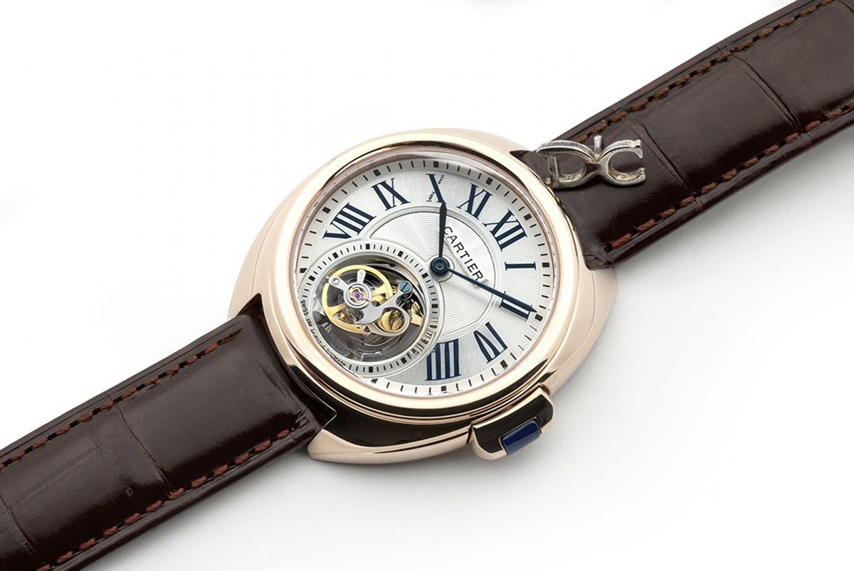 Cle de Cartier Tourbillon Rose Gold 35mm on Brown Leather Strap-fasswatch