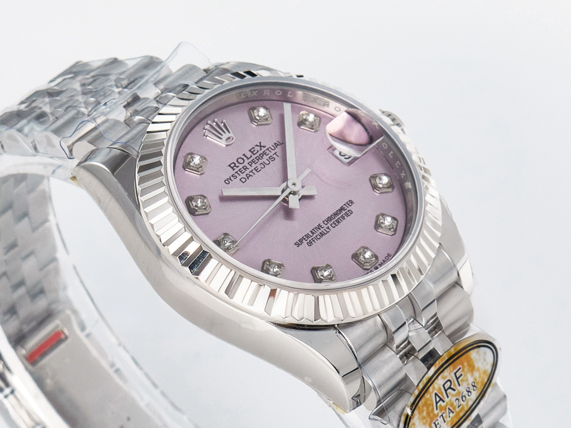 Rolex DateJust 31 278274 ARF 1:1 Best Edition 904L Steel Pink Diamonds Dial on SS Jubilee Bracelet ETA 2688-fasswatch