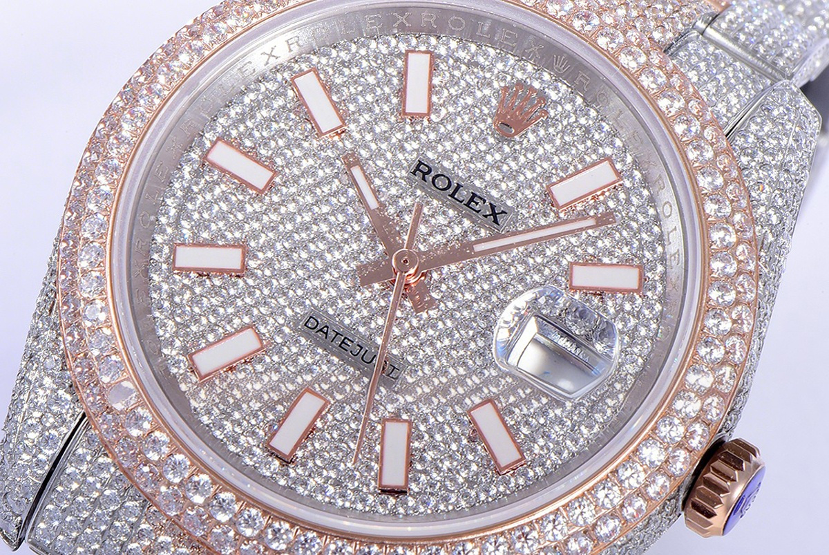 Rolex Datejust 41 126334 Diamond Paved Dial with Stick Markers in Rose Gold-fasswatch