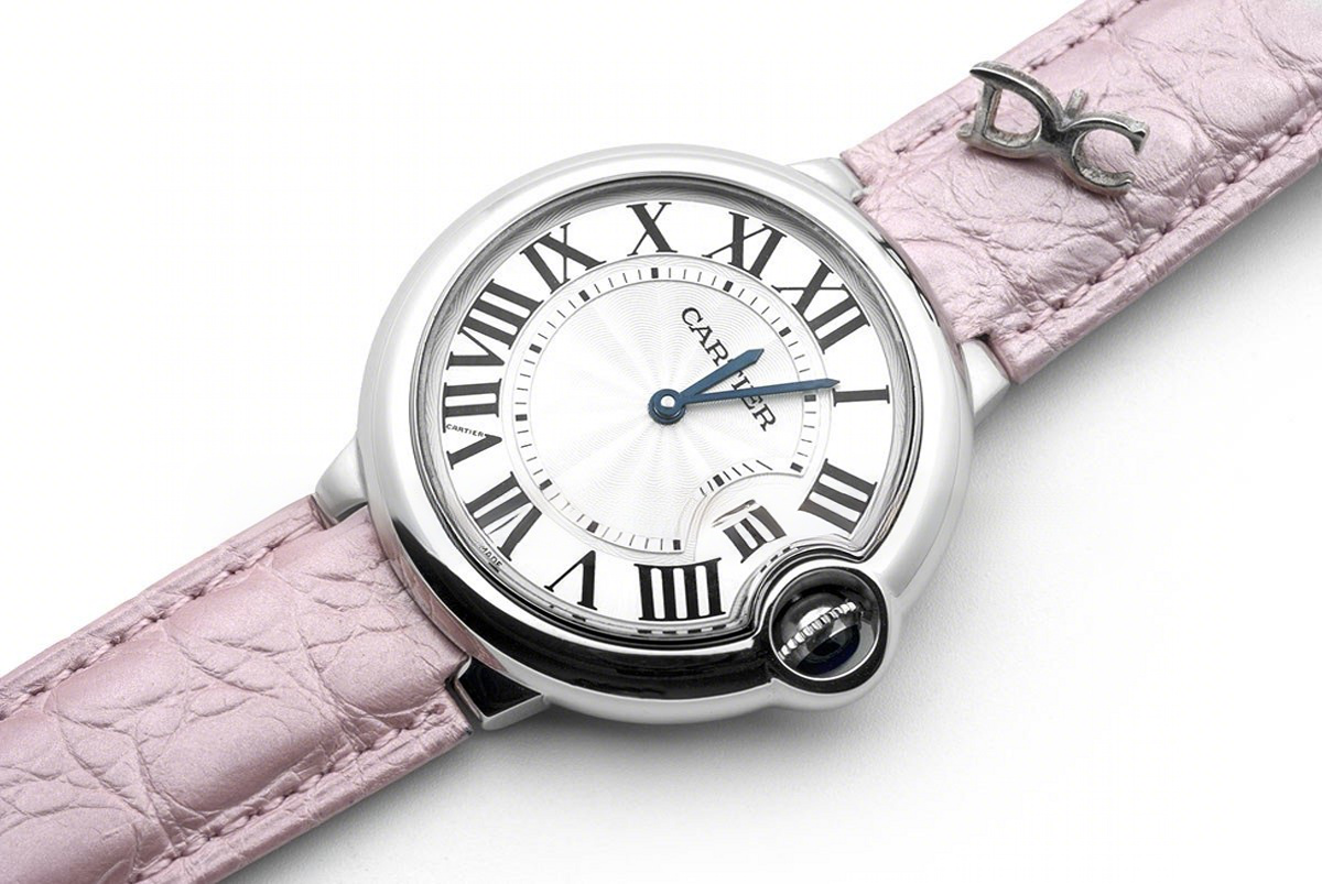 Cartier Ballon Bleu de Cartier 36mm White Dial in Steel on Light Pink Leather Strap-fasswatch