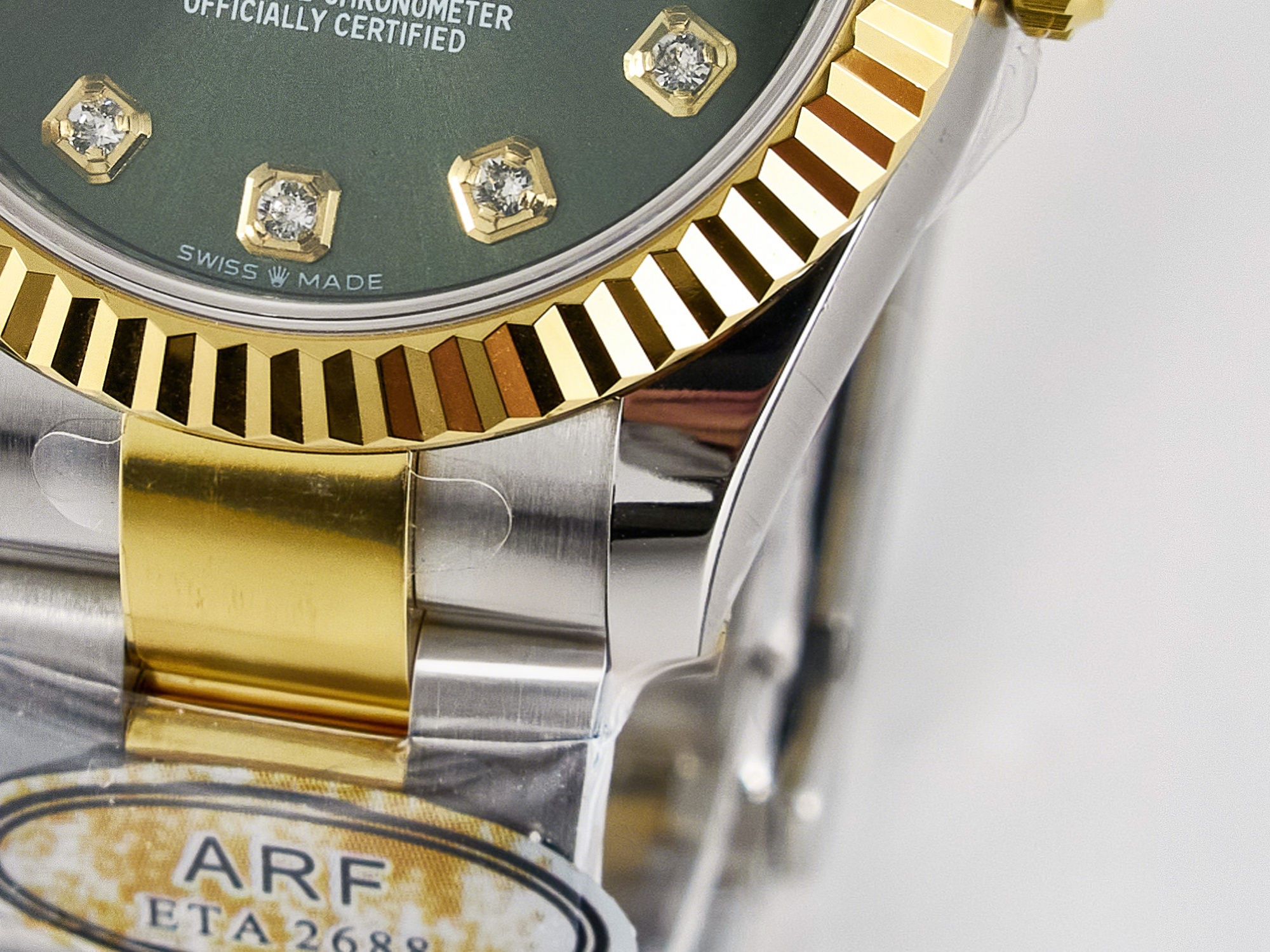 Rolex DateJust 31 278383 ARF 1:1 Best Edition 904L Steel Green Diamonds Dial on SS/YG Oyster Bracelet ETA 2688-fasswatch