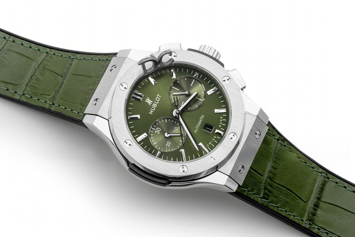 Hublot Classic Fusion Chronograph Green Dial in Steel-fasswatch