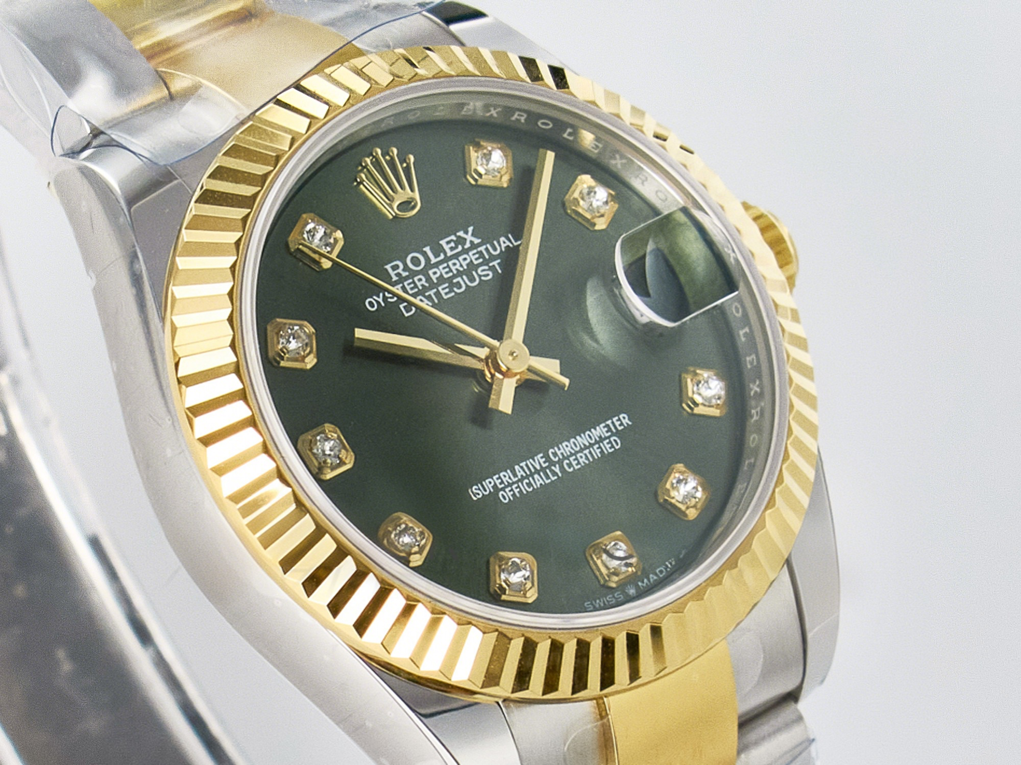 Rolex DateJust 31 278383 ARF 1:1 Best Edition 904L Steel Green Diamonds Dial on SS/YG Oyster Bracelet ETA 2688-fasswatch