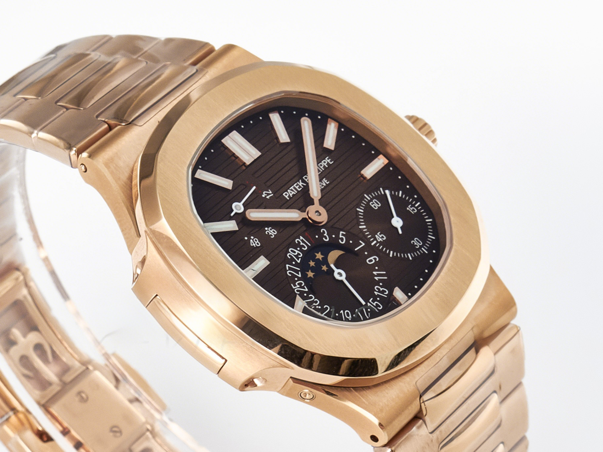 Patek Philippe Nautilus 5712 RG PPF 1:1 Best Edition Brown Dial on RG Bracelet PPF240 Super Clone V4+-fasswatch