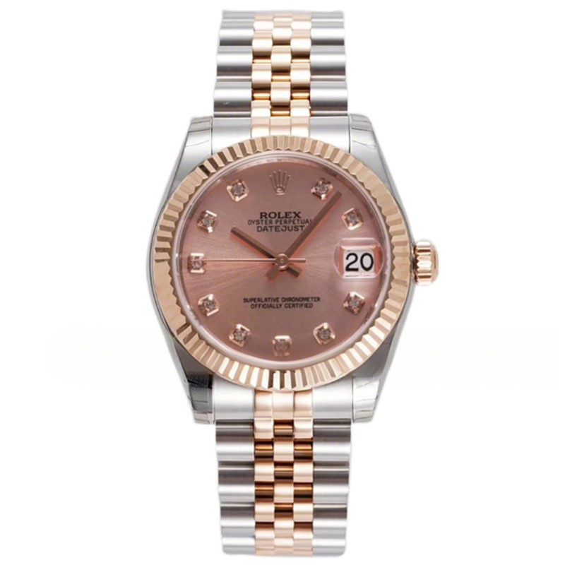 Rolex Datejust 31 278271 Rose Dial Diamond Markers in Everose Gold/Steel-fasswatch