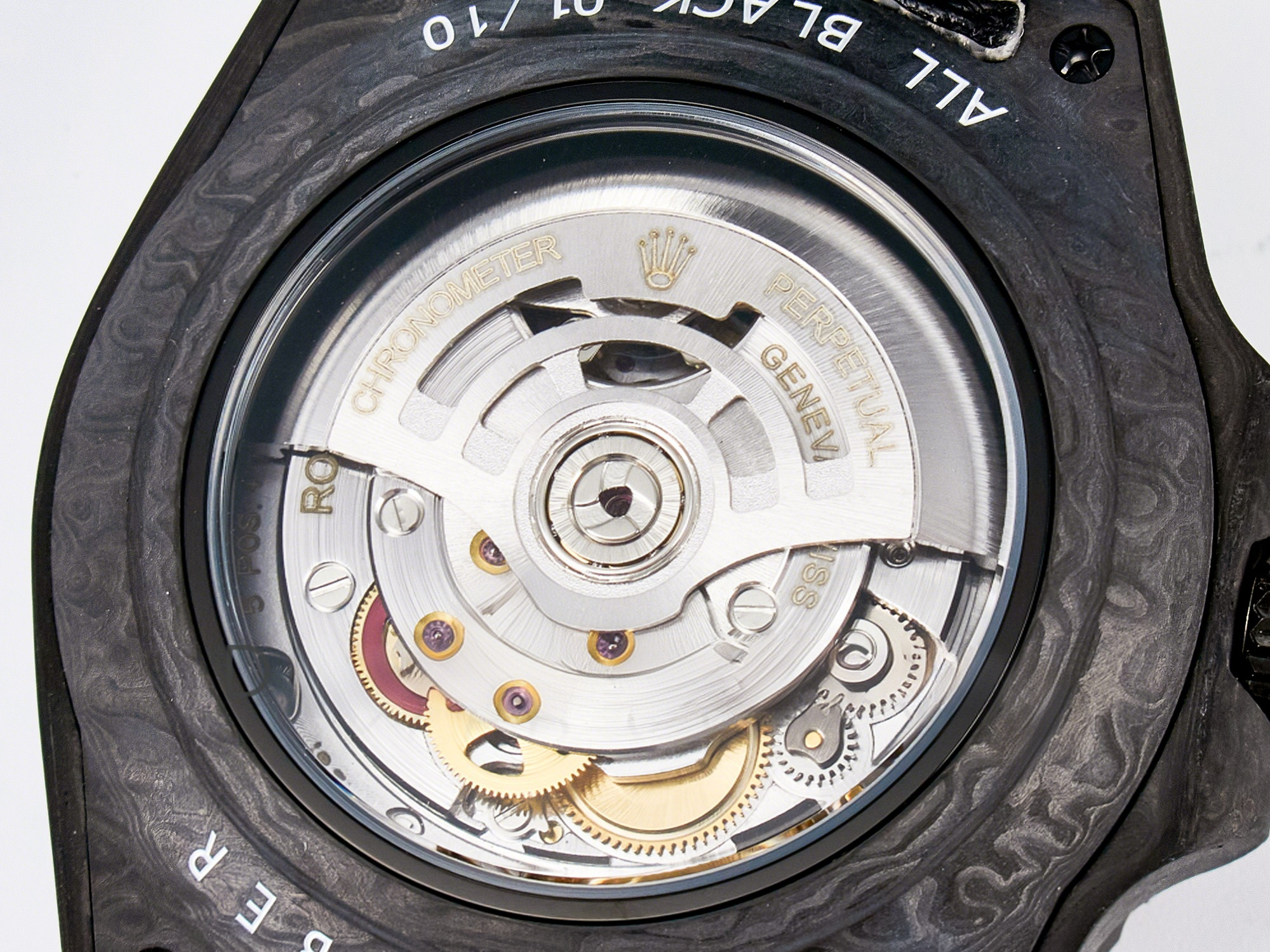 Rolex GMT Carbon DIWF Best Edition Black Carbon Dial SS Markers on White Nylon Strap SA3285 CHS V2-fasswatch