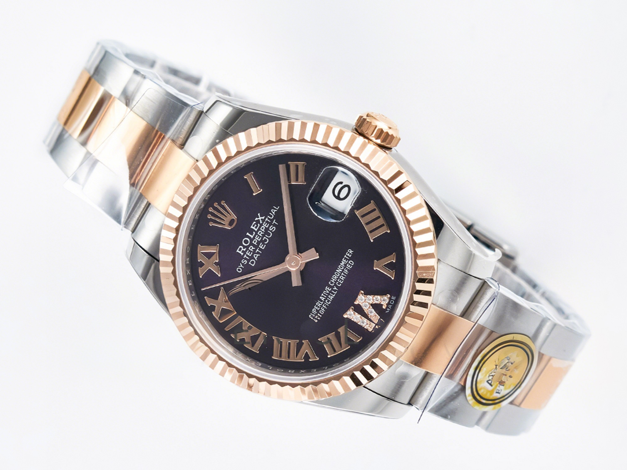 Rolex DateJust 31 278271 ARF 1:1 Best Edition 904L Steel Purple Roman Diamonds Dial on SS/RG Oyster Bracelet ETA 2688-fasswatch