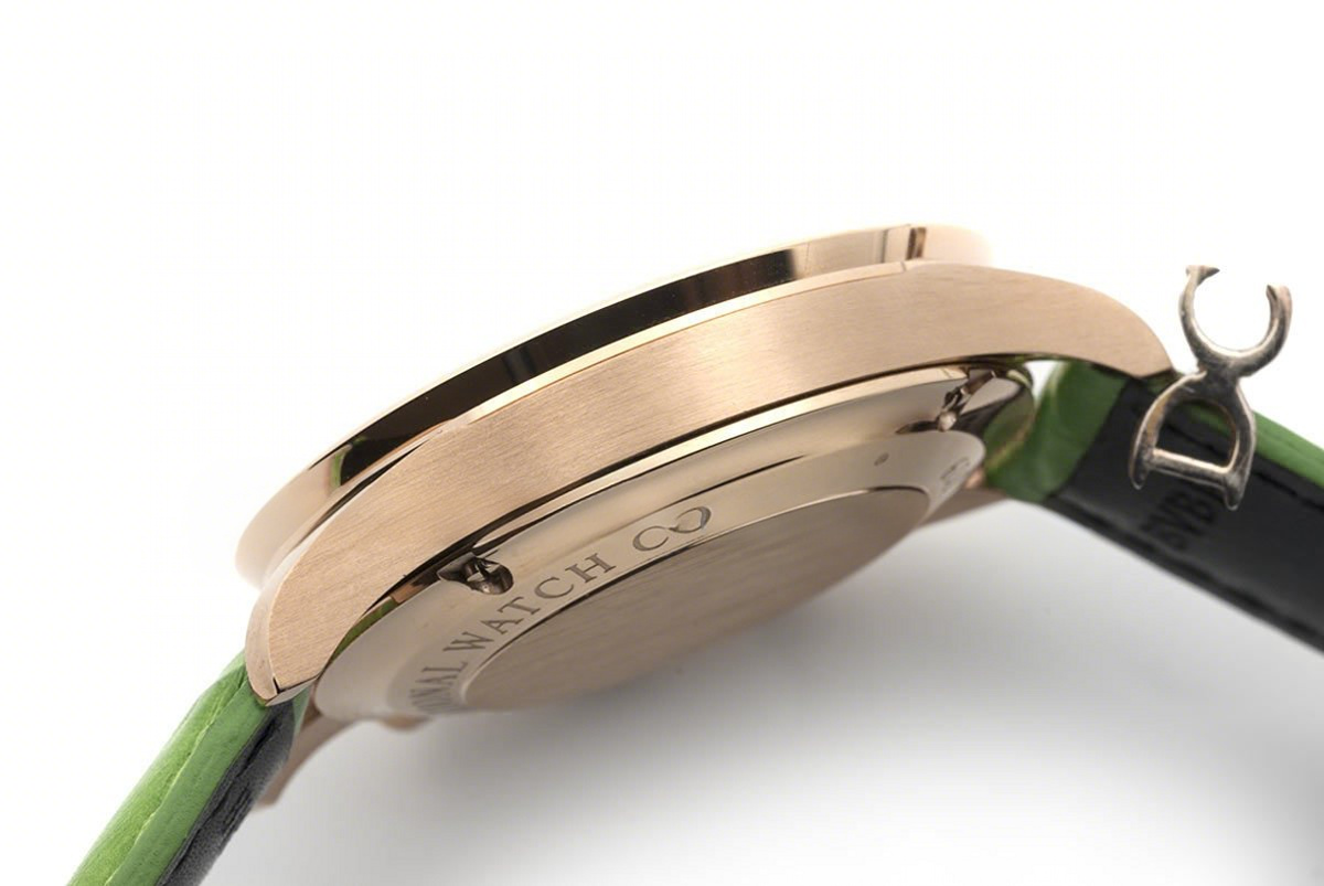 IWC Portugieser Chronograph Automatic White Dial in Rose Gold on Green Leather Strap-fasswatch