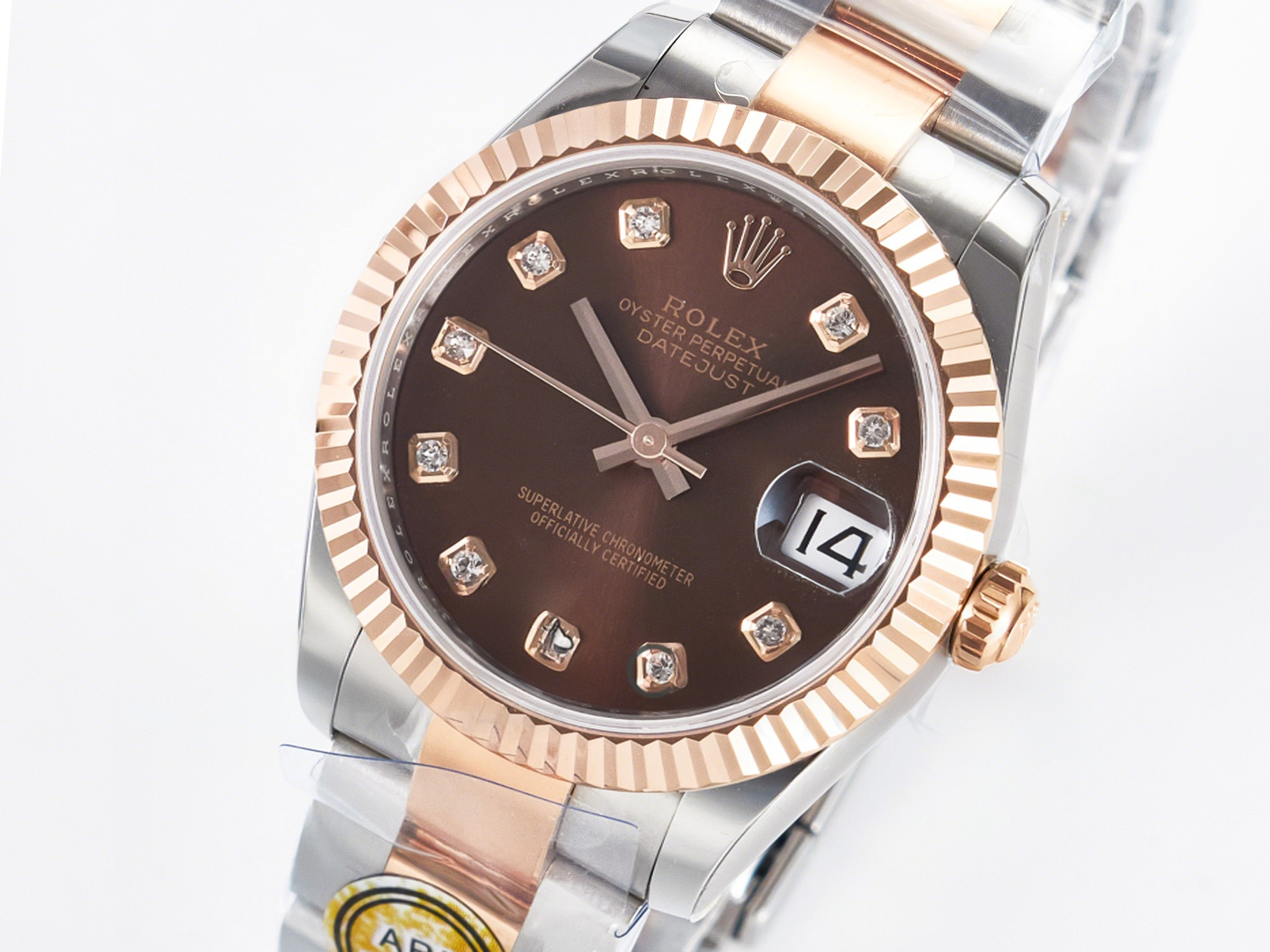 Rolex DateJust 31 278271 ARF 1:1 Best Edition 904L Steel Brown Diamonds Dial on SS/RG Oyster Bracelet ETA 2688-fasswatch