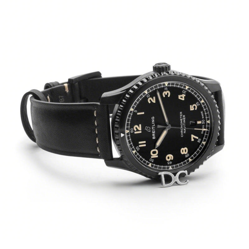 Breitling Navitimer 8 Automatic 41 Black Dial in PVD on Black Leather Strap-fasswatch