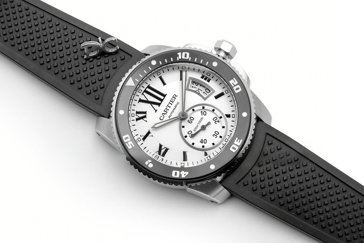Calibre de Cartier Diver White Dial in Steel on Black Bezel-fasswatch
