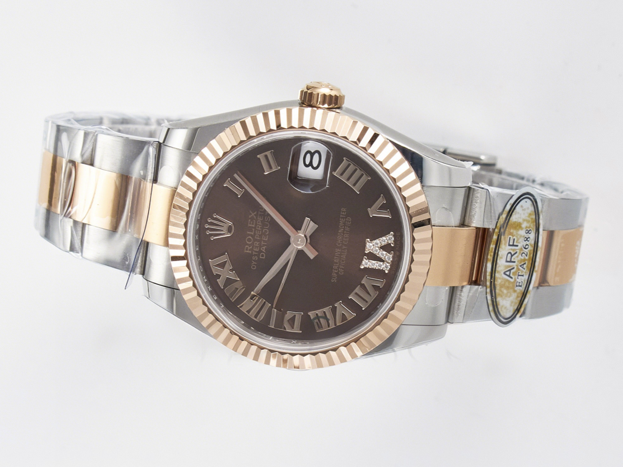 Rolex DateJust 31 278271 ARF 1:1 Best Edition 904L Steel Brown Roman Diamonds Dial on SS/RG Oyster Bracelet ETA 2688-fasswatch
