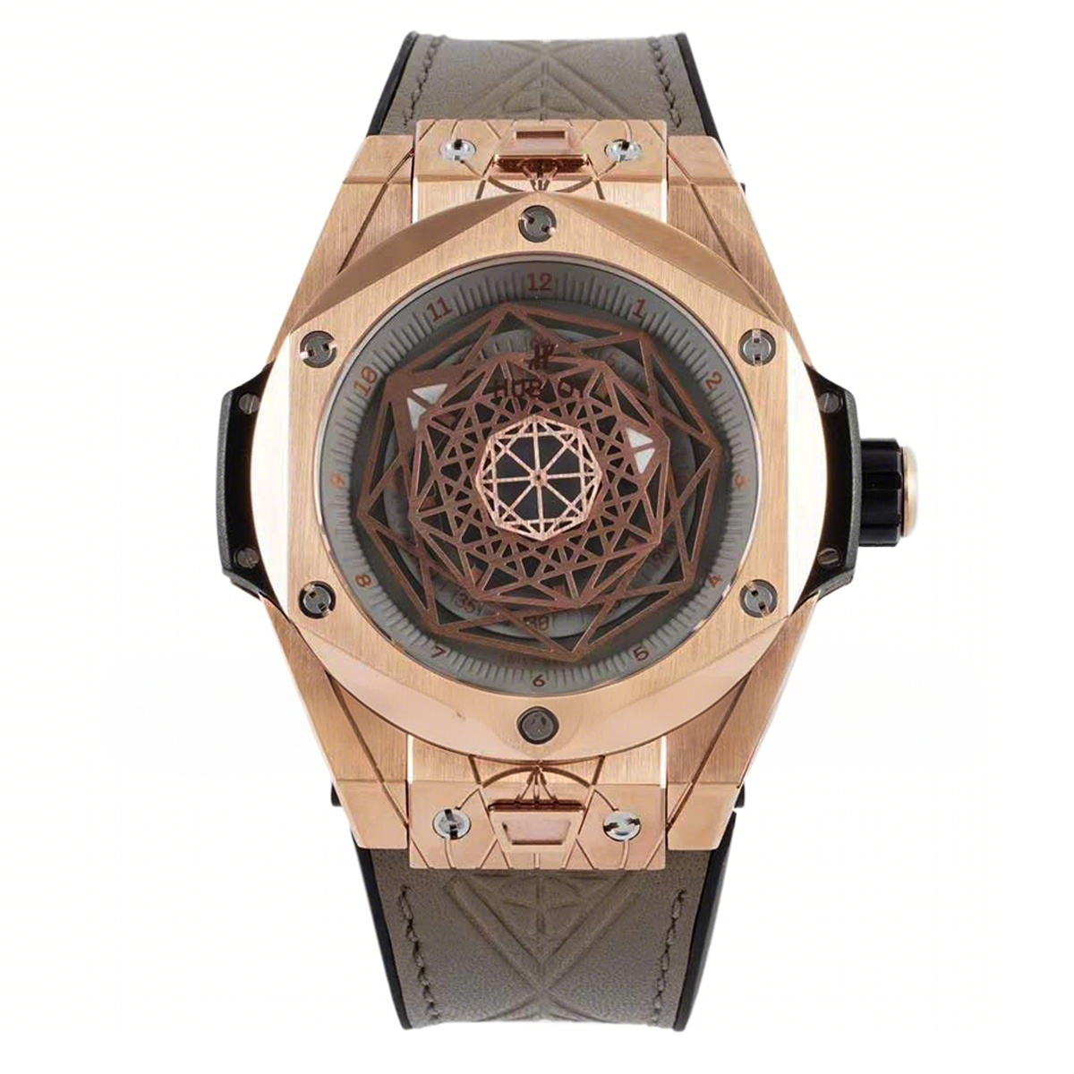 Hublot Big Bang Unico Sang Bleu in Rose Gold on Brown Leather Strap-fasswatch