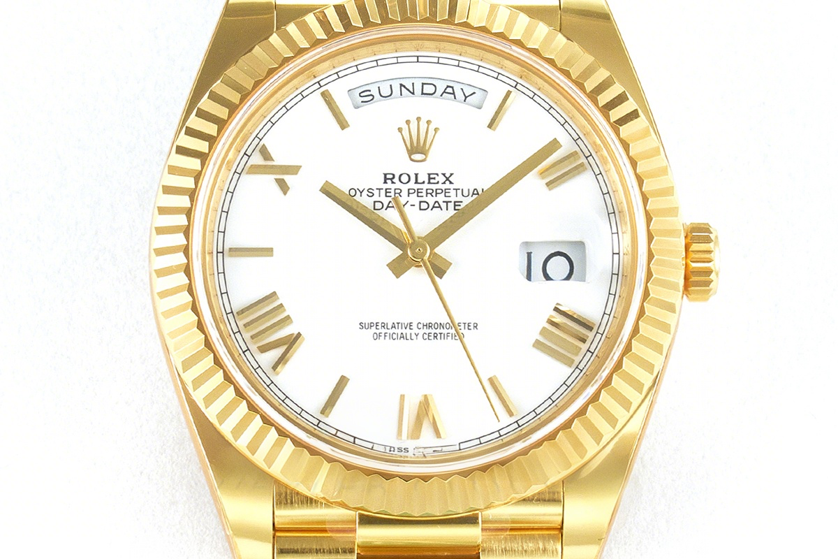 Rolex Daydate 40 228238 White Dial with Roman Marker in Yellow Gold (Gain Weight)-fasswatch