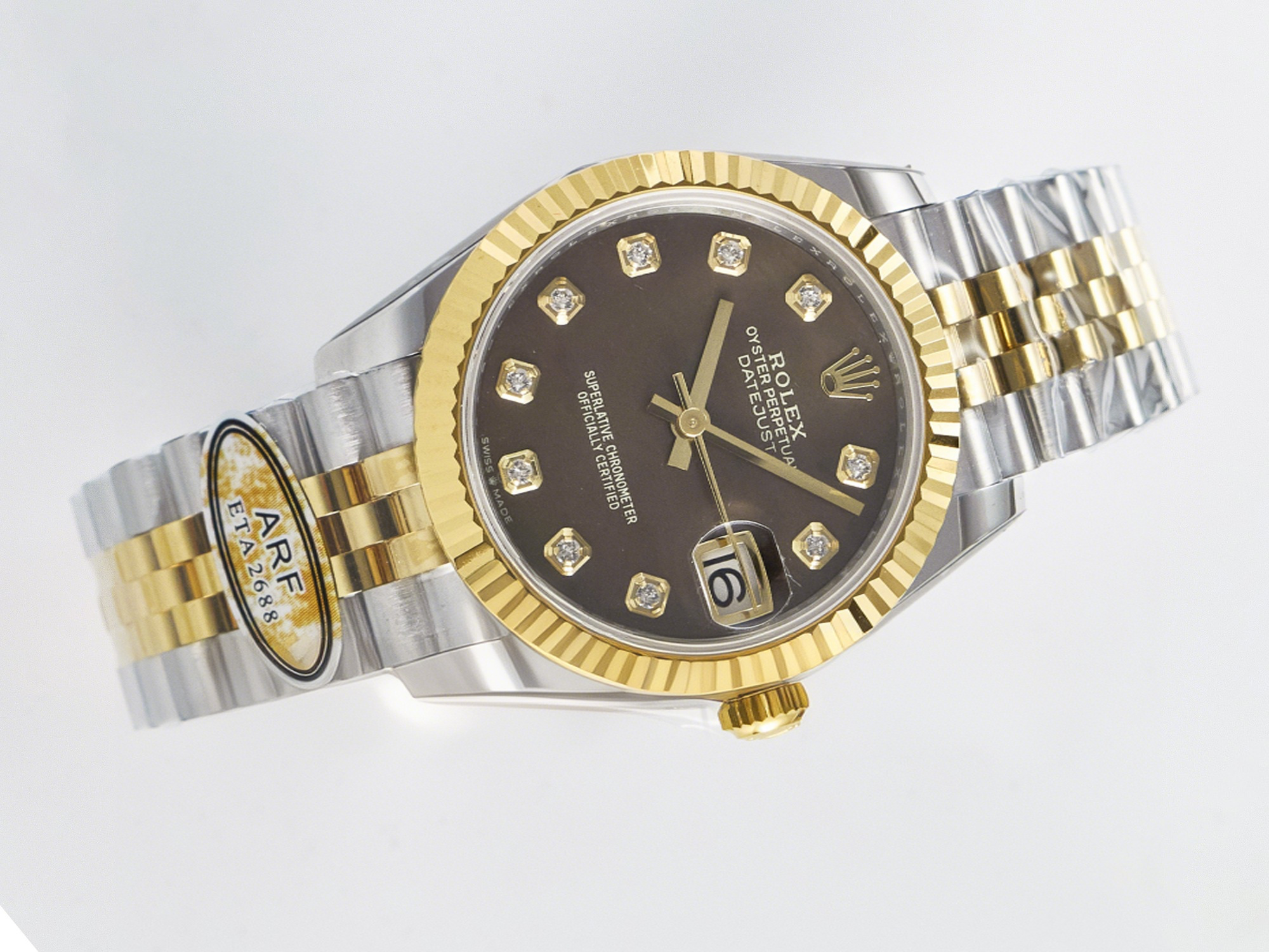Rolex DateJust 31 278273 ARF 1:1 Best Edition 904L Steel Brown Diamonds Dial on SS/YG Jubilee Bracelet ETA 2688-fasswatch